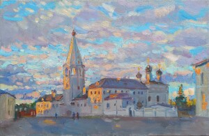 Искры заката. Сретенский монастырь в Гороховце. Этюд, 2026г., х.м., 39,5х60,5