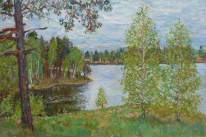 Лесное озеро в майской тишине, 2026г., х.м., 40х60