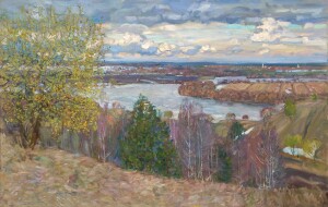 Цветет ива на берегу Оки, 2026г., х.м., 70х110,5